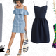 Cotton-Linen Chambray Skimmer Pant, $35 | Striped Chambray Ruffle-Neck Dress, $35 | Cami Dress, $40 | Iridescent Teardrop Necklace, $25 | Graphic Floral One-Piece Swimsuit, $42